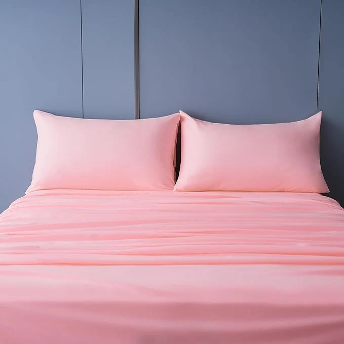 Fine Crafted Season 1800 Thread Count Microfiber Fade Resistant Bed Sheet Set 4 Piece Full Blush Pink Organic
