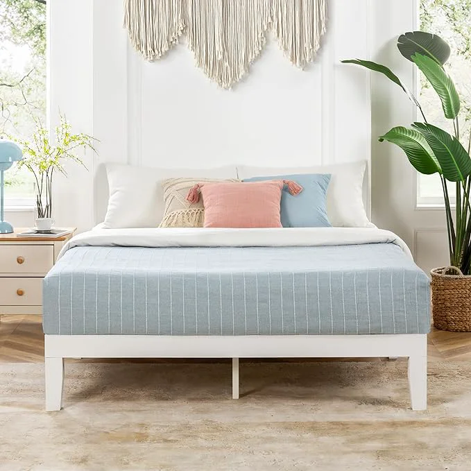 Next-Generation Mellow Naturalista Classic 12 Inch Solid Wood Platform Bed with Wooden Slats Queen White Trusted