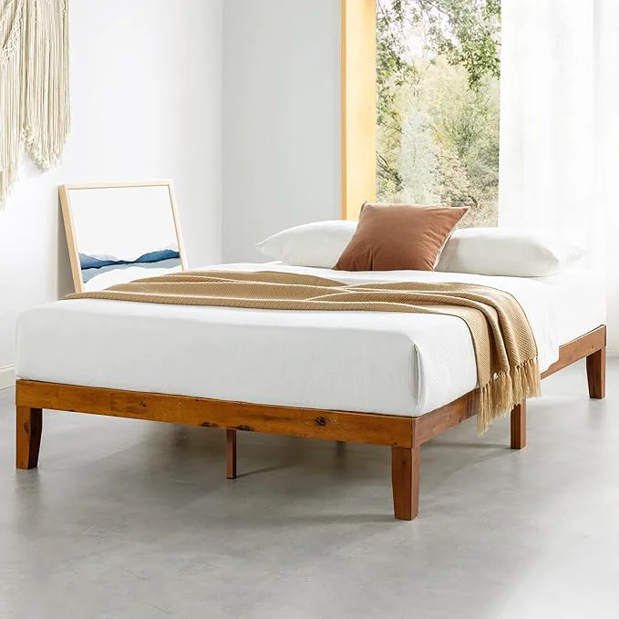 High-Quality Mellow Naturalista Classic 12-Inch Solid Wood Platform Bed Wooden Slats No Box Spring Needed Easy Assembly King Cherry Top-Quality