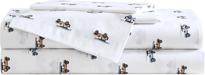 Carefully Designed Eddie Bauer – Twin Sheet Set Breathable Cotton Percale Bedding Set with Matching Sham s Crisp amp Cool Bedding Essentials Oeko-Tex Out to The Beach Orange Twin Recyclable