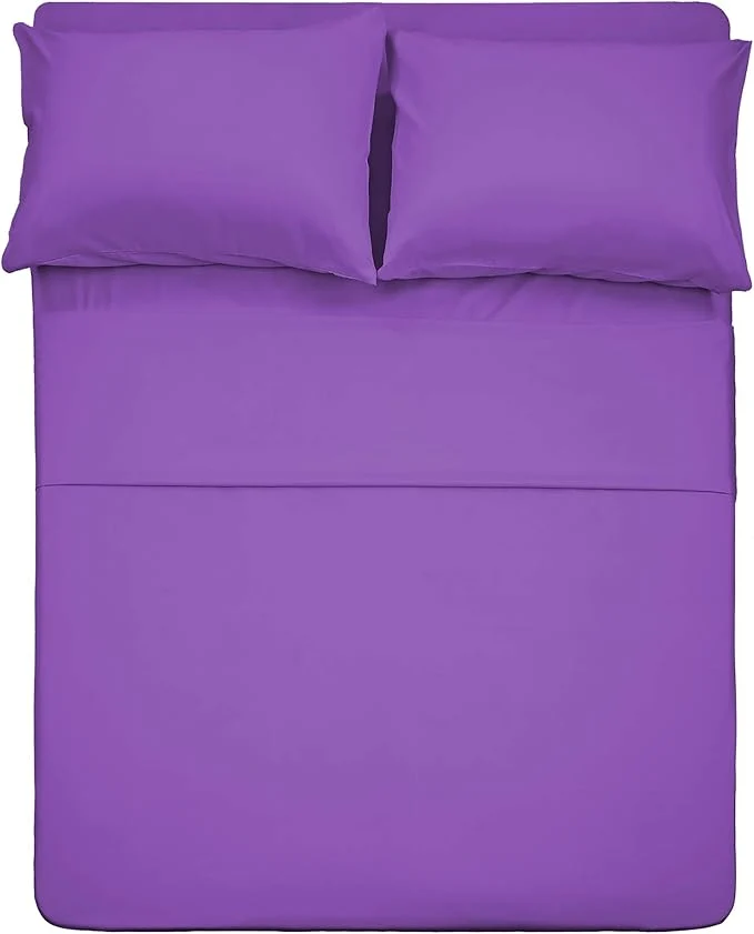 Crafted 4 Piece Bed Sheet Set Full Violet 1 Flat Sheet 1 Fitted Sheet and 2 Pillow Cases Brushed Microfiber Luxury Bedding with Deep Pockets Trusted