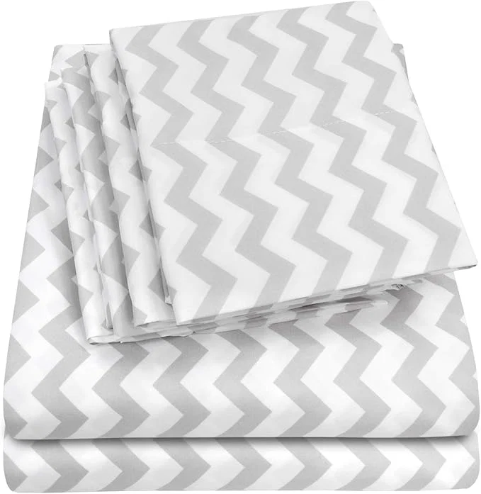 Top-Quality Queen Sheets Chevron Grey- 6 Piece 1500 Supreme Collection Fine Brushed Microfiber Deep Pocket Queen Sheet Set Bedding – 2 Extra Pillow Cases Great Value Queen Chevron Gray Long-Lasting