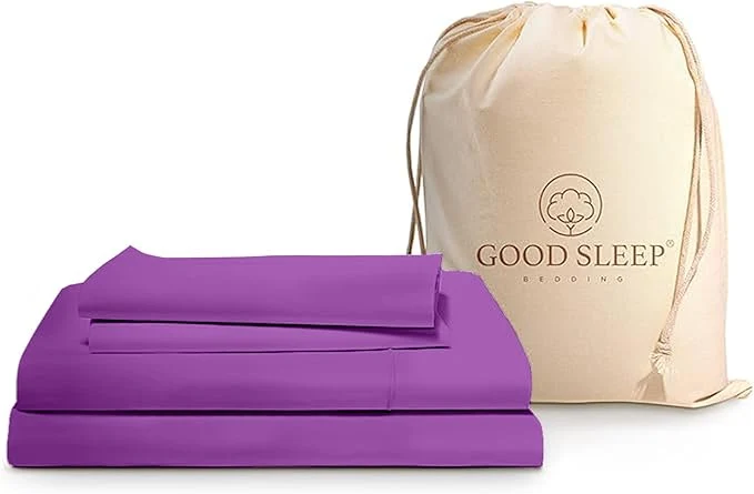User-Friendly Good Sleep Bedding Full Size Sheets – Egyptian Cotton Sheets Full Size 4 Pc Sateen Weave Hotel Full Size Sheet Sets Soft Full Bed Sheets Deep Pocket Fits Upto 16 quot – Purple Modern