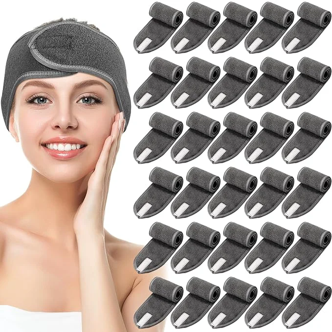 Original Hoteam 30 Pack Spa Headband Facial Esthetician Hair Wrap Green