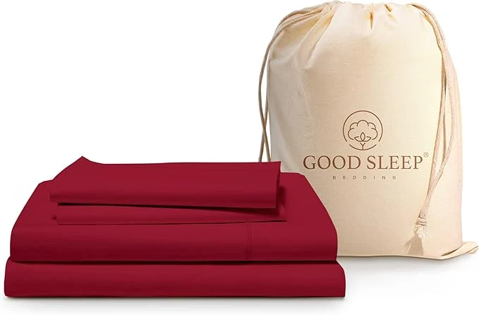 Easy-to-Use Good Sleep Bedding King Size Sheets Deep Pocket Set – 4 Pc Egyptian Cotton Luxury Quality Like Hotel Sheets Soft 16 Inch Deep Pocket Sheet amp Pillowcase Sets – Burgundy Red Responsible