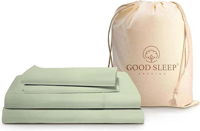 Eco-Friendly Good Sleep Bedding Egyptian Cotton Sheets Queen Size Set – Queen Bed Sheets 4 Pc Queen Size Bed Sheets Luxury Sateen Weave Ultra Soft Queen Sheet Set Deep Pocket Fits Upto 16 quot – Sage Lightweight