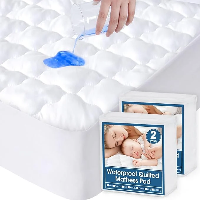 Efficient 2 Pack Twin Mattress Protector Pad Waterproof Quilted Breathable amp Cooling Twin Size Mattress Cover Fitted for Kids with Deep Pocket Up to 14 quot for Single Bed White Quality