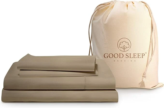 Top-Quality Good Sleep Bedding Twin Sheets Set – Egyptian Cotton Soft 3Pc Hotel Quality Deep Pocket Fits Upto 16 quot – Taupe High-Performance