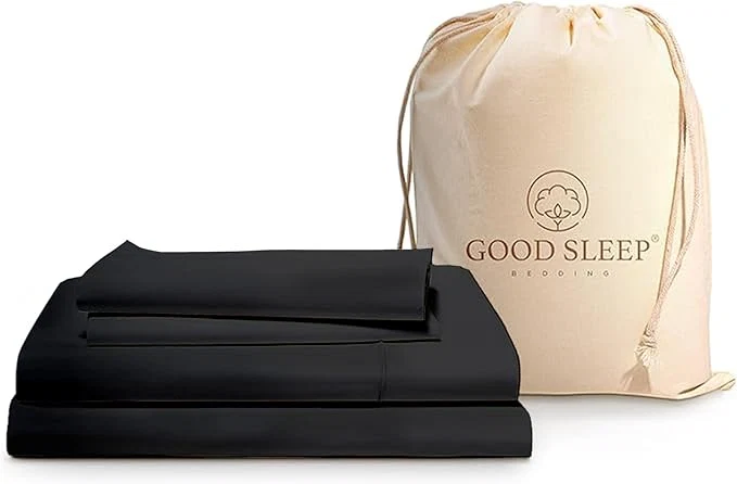 Comfortable Good Sleep Bedding Queen Size Bed Sheet Set – Egyptian Cotton 4 Pc Luxury Sateen Weave Deep Pocket 16 quot – Black Traditional