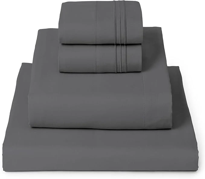 Fast Mellanni Twin Sheet Set – 4-Piece Iconic Collection Bedding Including 2 Pillowcases 16-Inch Deep Pocket Easy Care Extra Soft Cooling Sheets Brushed Microfiber – Gray Smart
