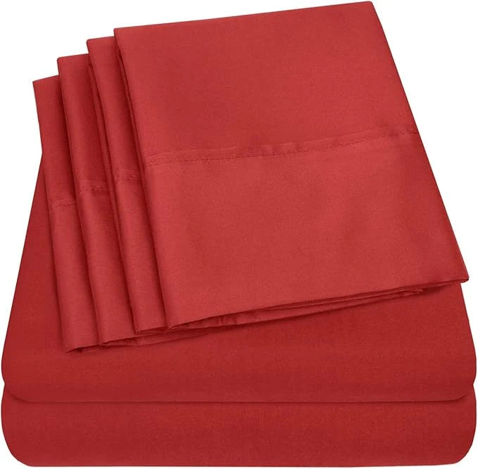 Carefully Designed Queen Sheets Red – 6 Piece 1500 Supreme Collection Fine Brushed Microfiber Deep Pocket Queen Sheet Set Bedding – 2 Extra Pillow Cases Great Value Queen Samba Red Genuine