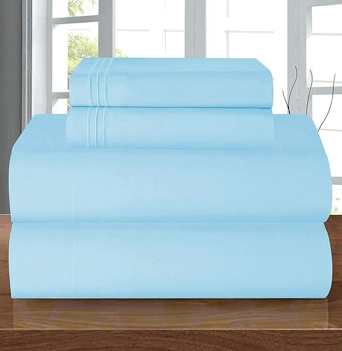 Professional Elegant Comfort Luxury 1500 Premium Hotel Quality Microfiber 4-Piece Sheet Set – Wrinkle Resistant All Around Elastic Fitted Sheet Deep Pocket up to 16 quot Queen Aqua User-Friendly