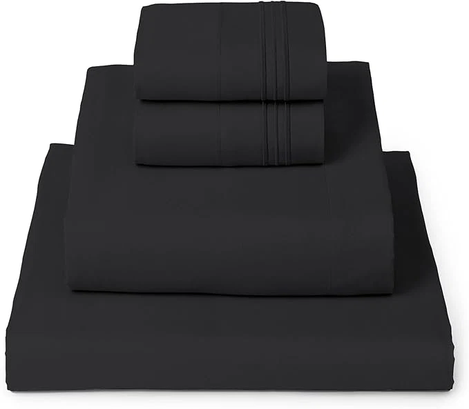 Efficient Mellanni Twin XL Sheet Set – 4-Piece Iconic Collection Bedding Including 2 Pillowcases 16-Inch Deep Pocket Easy Care Extra Soft Cooling Sheets Brushed Microfiber – Black Breathable