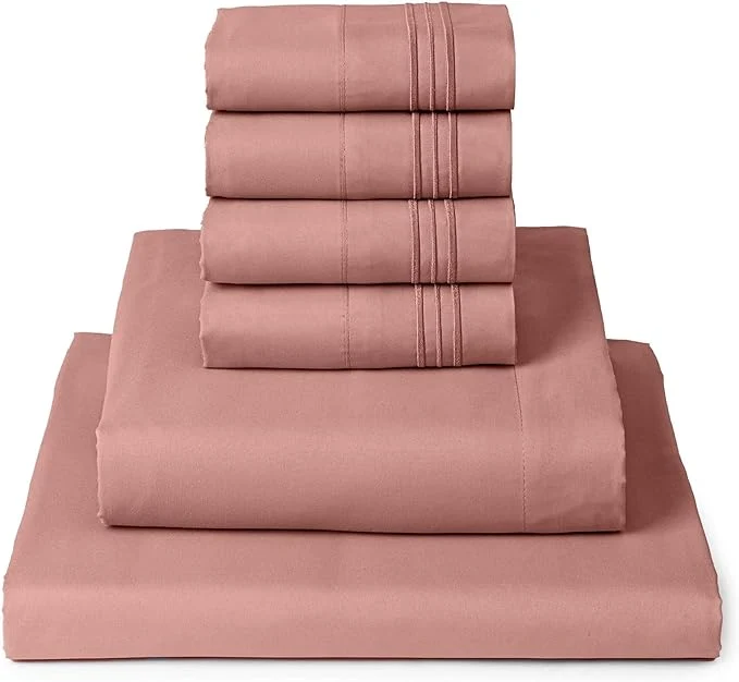 Pure Mellanni California King Sheet Set – 6-Piece Iconic Collection Bedding Including 4 Pillowcases 16-Inch Deep Pocket Easy Care Extra Soft Cooling Sheets Brushed Microfiber – Coral Next-Generation