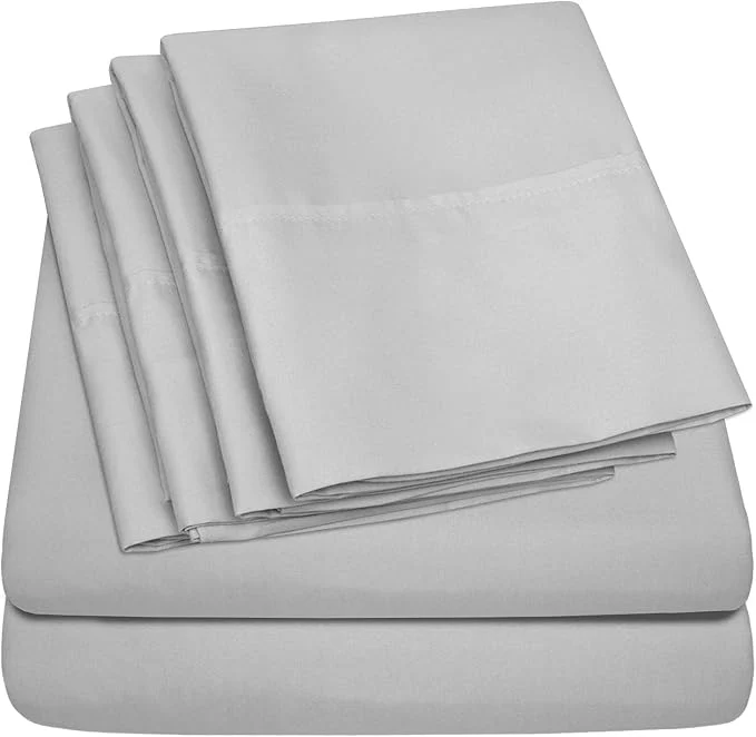 Sustainable Full Size Bed Sheets – 6 Piece 1500 Supreme Collection Fine Brushed Microfiber Deep Pocket Full Sheet Set Bedding – 2 Extra Pillow Cases Great Value Full Silver Professional