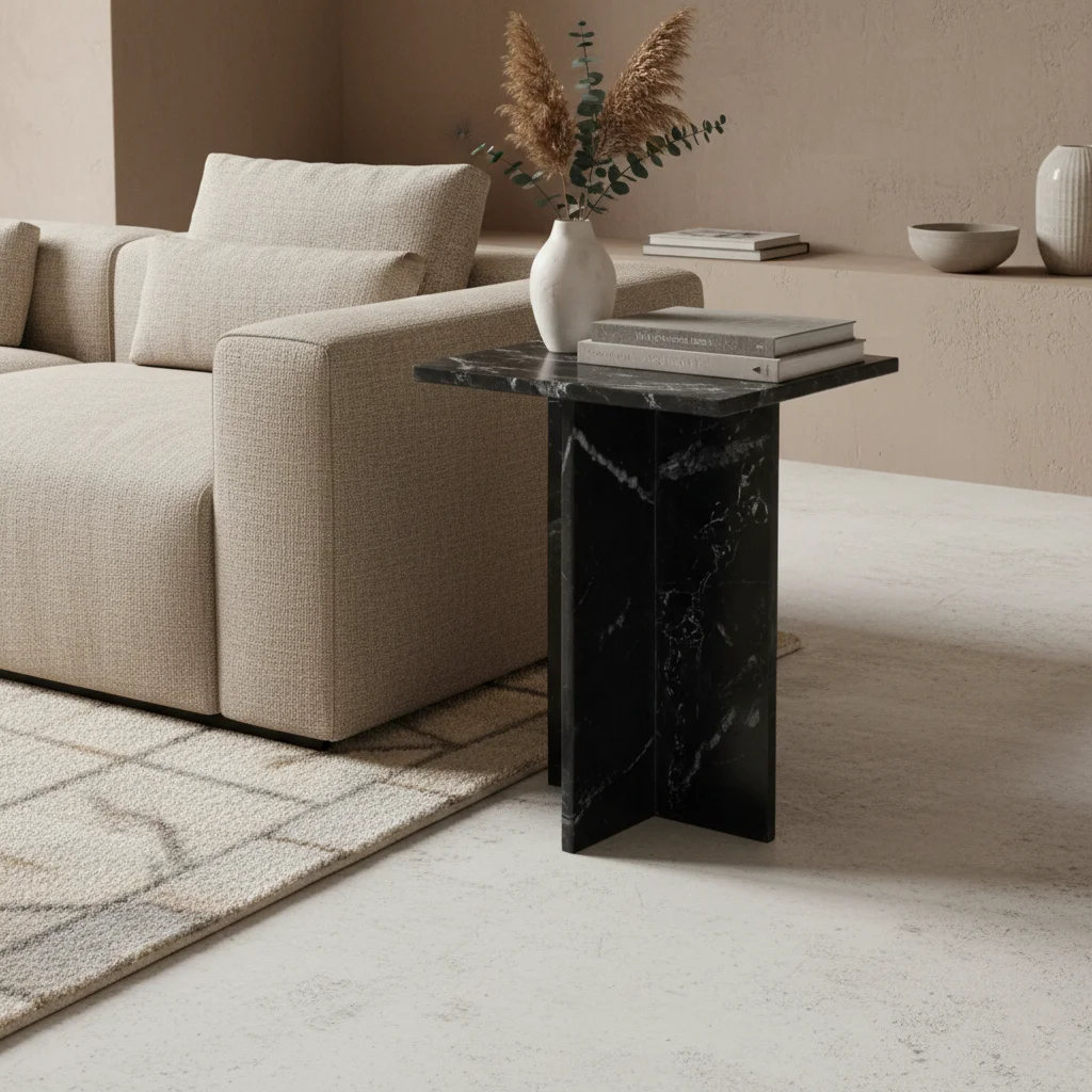 Artisan Shanghai side table black marble Powerful