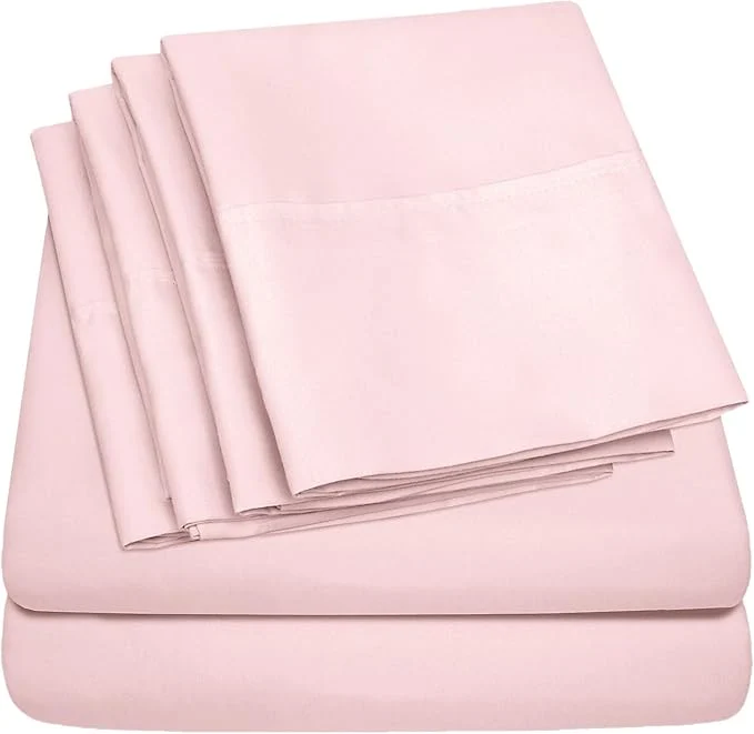 Practical Full Size Bed Sheets – 6 Piece 1500 Supreme Collection Fine Brushed Microfiber Deep Pocket Full Sheet Set Bedding – 2 Extra Pillow Cases Great Value Full Pale Pink Breathable