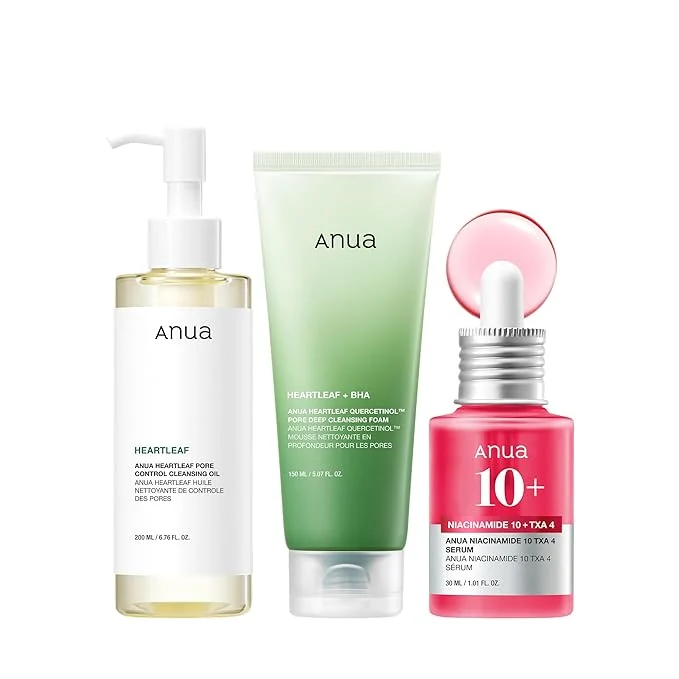 Convenient Anua 3-Step Glass Skin Beginner Set Oil Cleanser and Face Wash Artisan