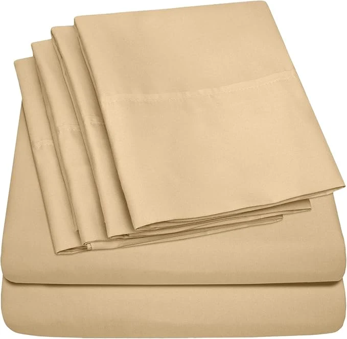 Casual Sweet Home Collection 6 Piece 1500 Supreme Collection Brushed Microfiber Deep Pocket Sheet Set-2 Extra Pillow Cases Great Value Split King Camel Top-Quality