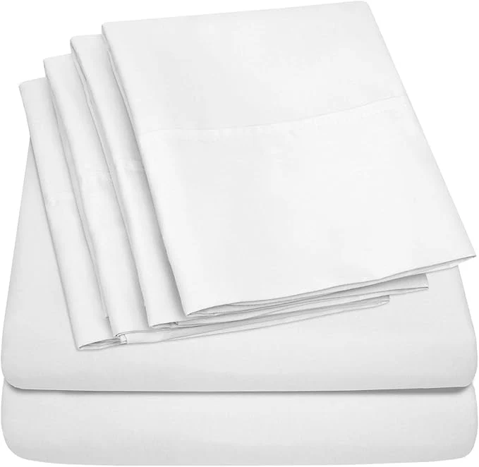 Detailed Queen Sheets White – 6 Piece 1500 Supreme Collection Fine Brushed Microfiber Deep Pocket Queen Sheet Set Bedding – 2 Extra Pillow Cases Great Value Queen White Original Design