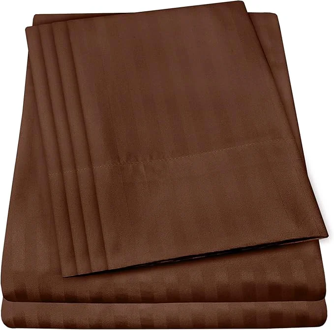 Solid Cal King Size Bed Sheets – 6 Piece 1500 Supreme Collection Fine Brushed Microfiber Deep Pocket California King Sheet Set Bedding – 2 Extra Pillow Cases Great Value California King Dobby Coffee First-Class