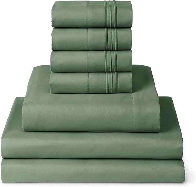 Relaxed Mellanni Split King Sheet Set – 7-Piece Iconic Collection Bedding Including 4 Pillowcases 16-Inch Deep Pocket Easy Care Extra Soft Cooling Sheets Brushed Microfiber – Sage Powerful