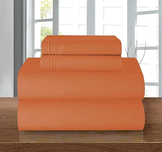 Elegant Comfort Luxury 1500 Premium Hotel Quality Microfiber 4-Piece Sheet Set – Wrinkle Resistant All Around Elastic Fitted Sheet Deep Pocket up to 16 quot Twin Twin XL Coral Organic