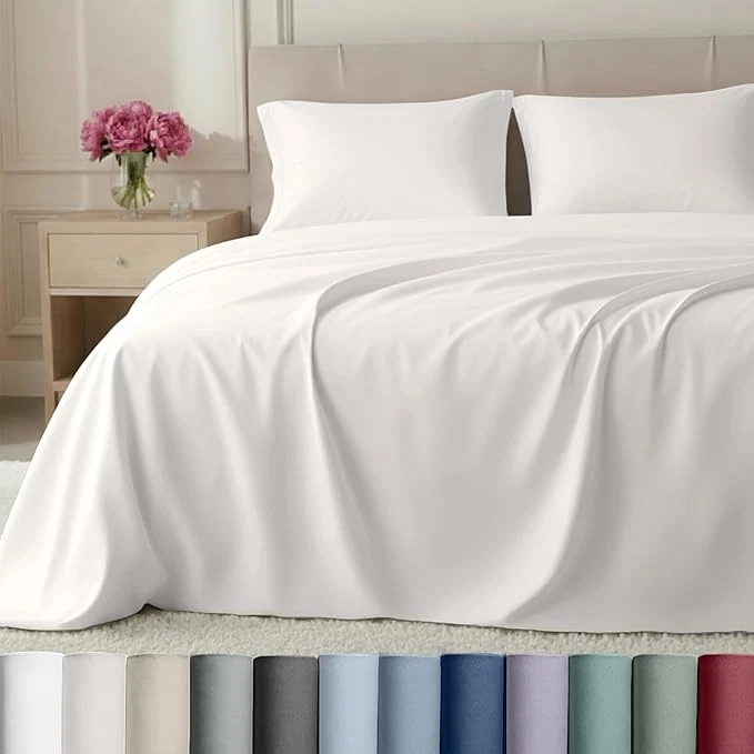 Genuine California Design Den King Bed Sheets – Soft 800 Thread Count Sateen Cotton Bed Sheets Set – Deep Pockets Durable Bedding Set – True Ivory Powerful