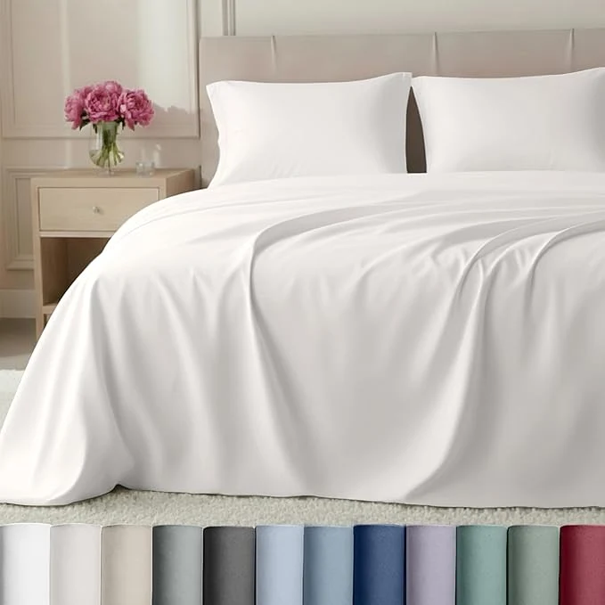 Responsible California Design Den Queen Sheets Set – Soft 800 Thread Count Sateen Cotton Bed Sheets Set with Deep Pockets Durable Bedding – True Ivory Flexible