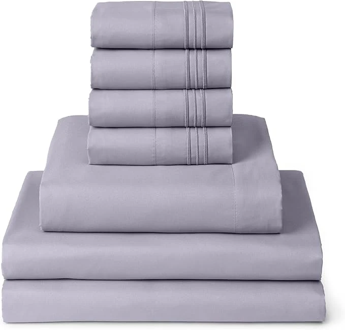 Smooth Mellanni Split King Sheet Set – 7-Piece Iconic Collection Bedding Including 4 Pillowcases 16-Inch Deep Pocket Easy Care Extra Soft Cooling Sheets Brushed Microfiber – Lavender Fast