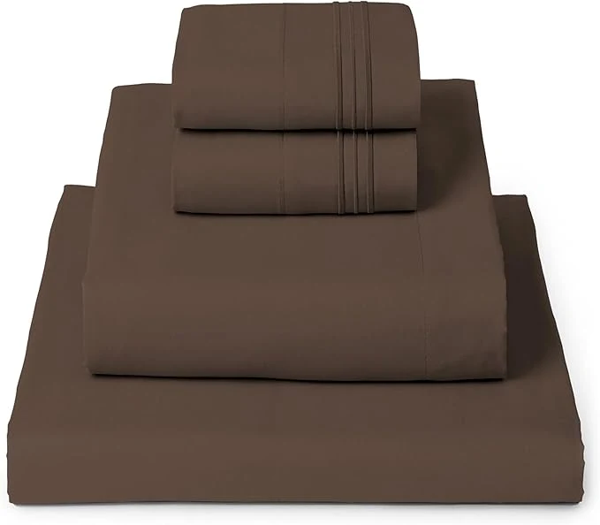 Safe Mellanni Twin XL Sheet Set – 4-Piece Iconic Collection Bedding Including 2 Pillowcases 16-Inch Deep Pocket Easy Care Extra Soft Cooling Sheets Brushed Microfiber – Brown Next-Generation