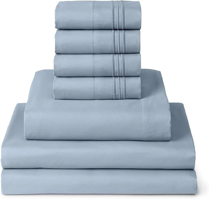 Outstanding Mellanni Split King Sheet Set – 7-Piece Iconic Collection Bedding Including 4 Pillowcases 16-Inch Deep Pocket Easy Care Extra Soft Cooling Sheets Brushed Microfiber – Blue Hydrangea Versatile