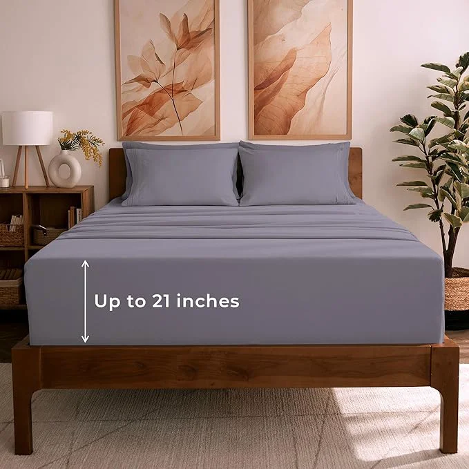 Verified Mellanni Full Sheet Set – 6-Piece Iconic Collection Bedding Including 4 Pillowcases 21-Inch Extra Deep Pocket Easy Care Ultra Soft Cooling Sheets Brushed Microfiber – Hazy Lilac Enhanced