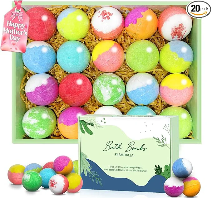 Eco-Friendly Bath Bombs for Women Gift Set 20 Organic Bath Bombs Smooth