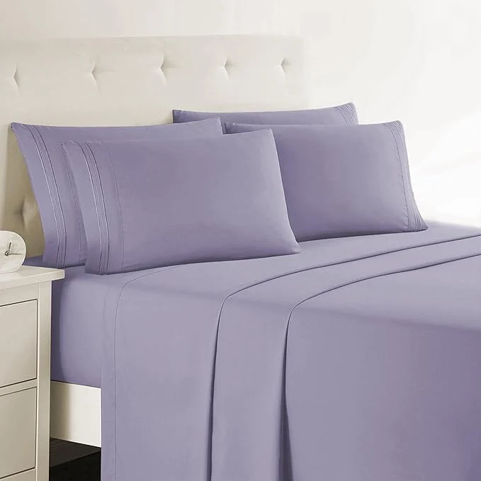 Certified Clara Clark Full Sheets 6 Piece Set – Hotel Luxury Bed Sheets Super Soft Bedding Set Full Size Lavender Healthy