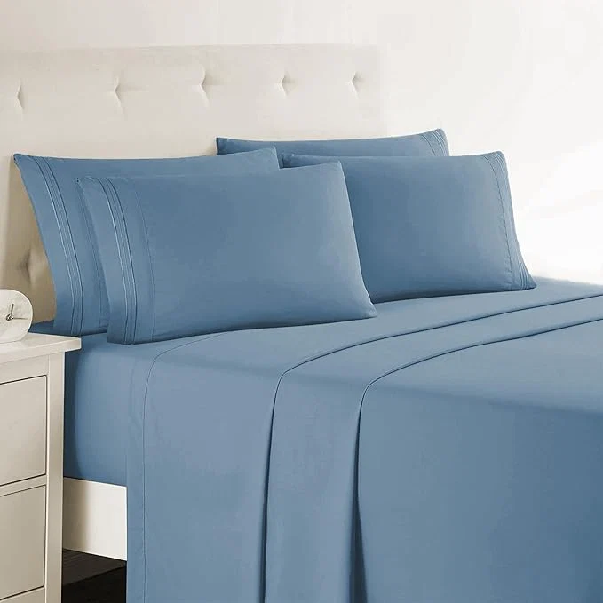 User-Friendly Clara Clark Cal King Sheets – Hotel Luxury 6 Piece Bed Sheets for Cal King Size Bed – Soft Bedding Sheets amp Pillowcases Fits Mattress up to 16 inch deep. California King Stone Blue Healthy