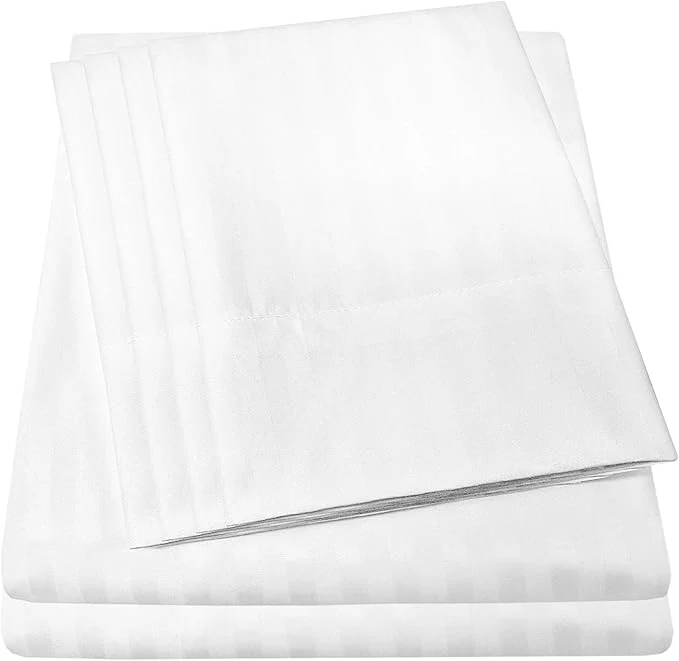 Safe King Size Bed Sheets – 6 Piece 1500 Supreme Collection Fine Brushed Microfiber Deep Pocket King Sheet Set Bedding – 2 Extra Pillow Cases Great Value King Dobby White Relaxed