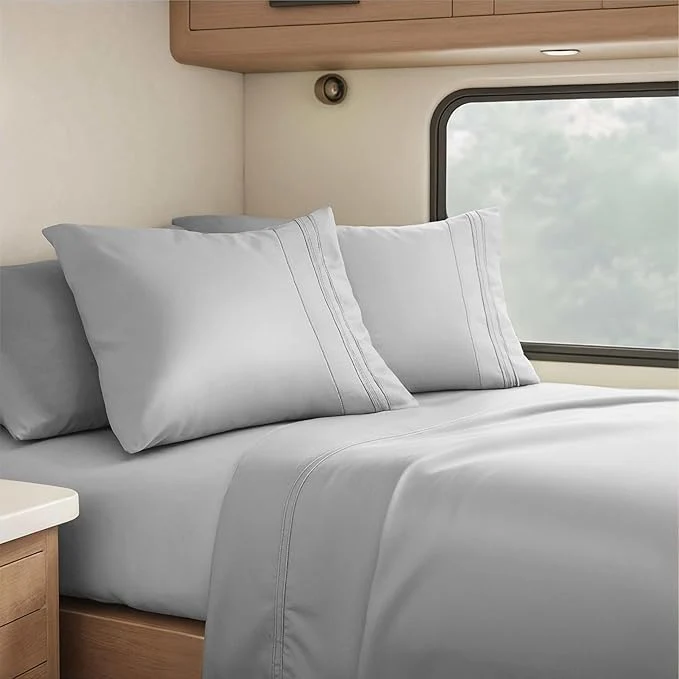 Premium Material Clara Clark Bed Linen Set Short Queen 6 Piece Microfiber Silver Fine Crafted