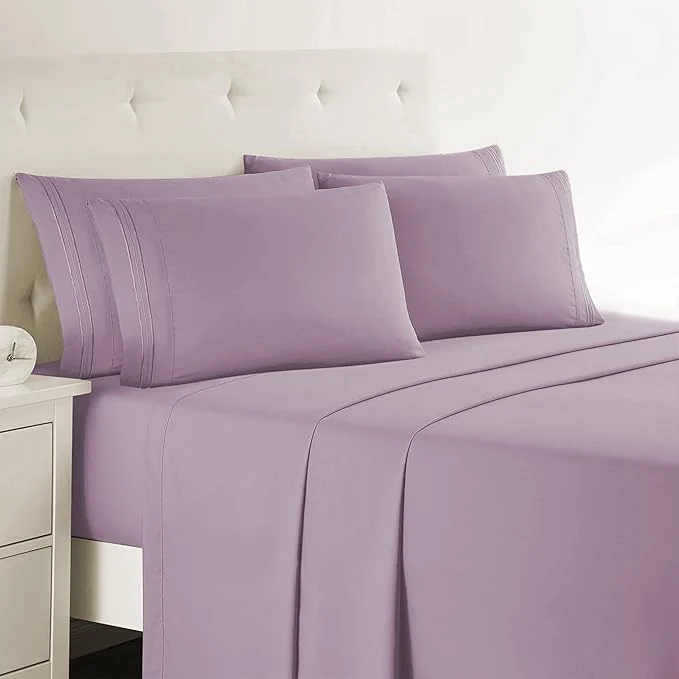 Stylish Clara Clark Full Sheets – Hotel Luxury 6 Piece Bed Sheets for Full Size Bed – Soft Bedding Sheets amp Pillowcases Fits Mattress up to 16 inch deep. Full Dusty Purple Effective