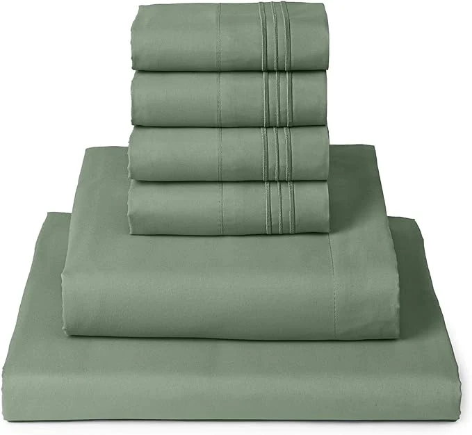 Casual Mellanni King Sheet Set – 6-Piece Iconic Collection Bedding Including 4 Pillowcases 16-Inch Deep Pocket Easy Care Extra Soft Cooling Sheets Brushed Microfiber – Sage Dependable