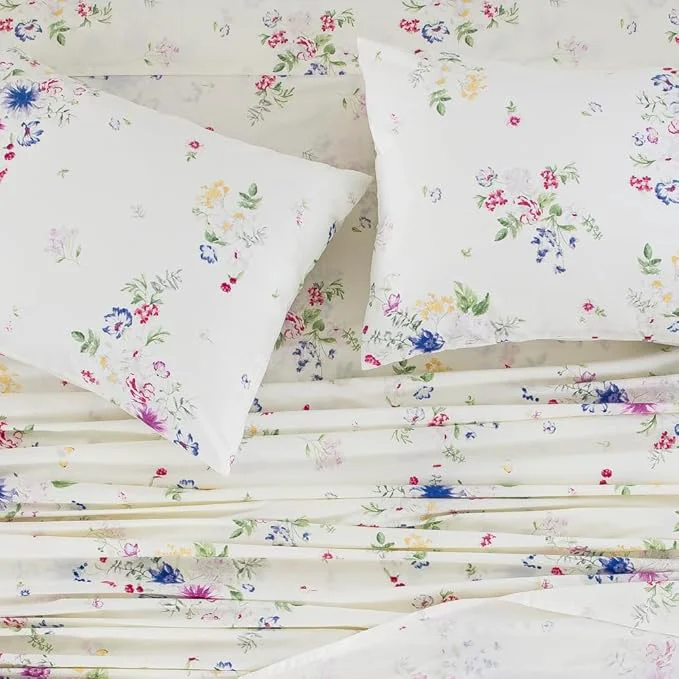 Stylish DAUAOTO Cotton Bedding Printed Sheets Set for Full Size Bed Up to 14 quot Deep Mattress Farmhouse Pattern Bedlinen Sets Bloom Floral Top-Quality