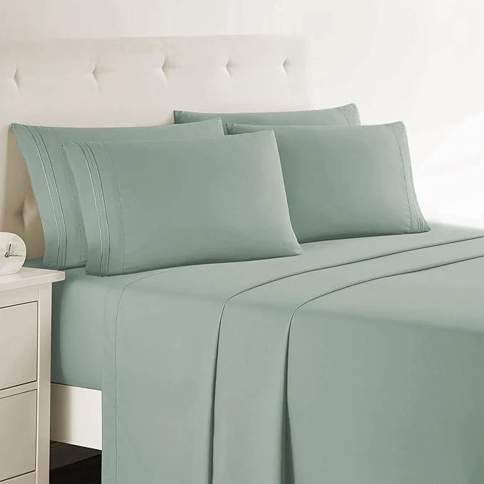 Exclusive Clara Clark Twin XL Sheets – Hotel Luxury 5 Piece Bed Sheets for Twin XL Size Bed – Soft Bedding Sheets amp Pillowcases Fits Mattress up to 16 inch deep. Twin XL New Sage Green Reusable