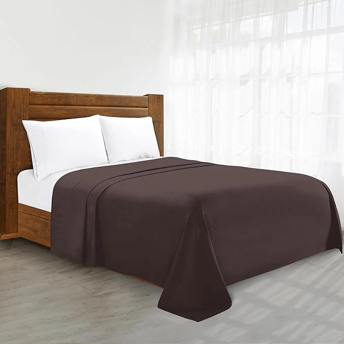 Crafted Luxury Flat Sheet on Amazon Elegant Comfort Wrinkle- 1500 Premier Hotel Quality 1-Piece Flat Sheet California King Size Chocolate Brown Smart