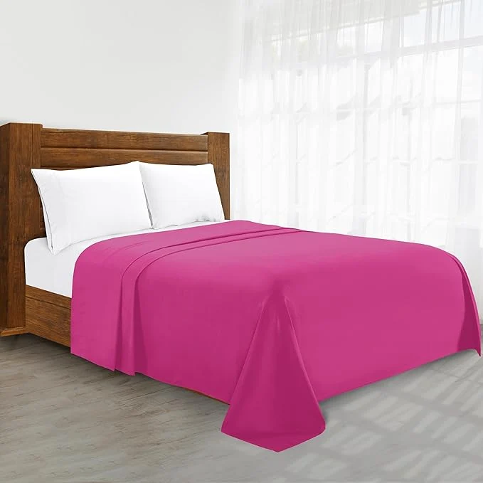Trendy Elegant Comfort Wrinkle- 1500 Premier Hotel Quality 1-Piece Flat Sheet Twin Twin XL Size Pink Smart