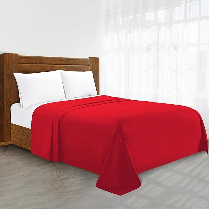 Recyclable Luxury Flat Sheet on Amazon Elegant Comfort Wrinkle- 1500 Premier Hotel Quality 1-Piece Flat Sheet Queen Size Red Relaxed