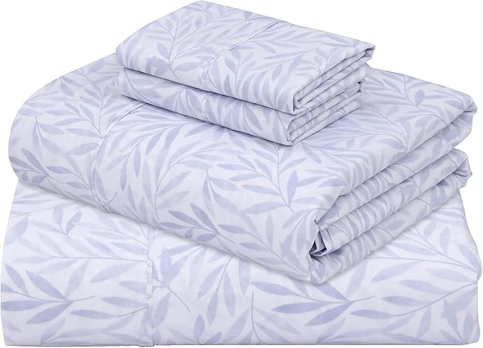 Premium Material ZOYER Cotton Sheets – California King Percale Bedding Cooling amp Breathable Durable with a Crisp Soft amp Comfortable Feel 14 quot Deep Pocket 4-Piece Set Blue Autumn Reusable