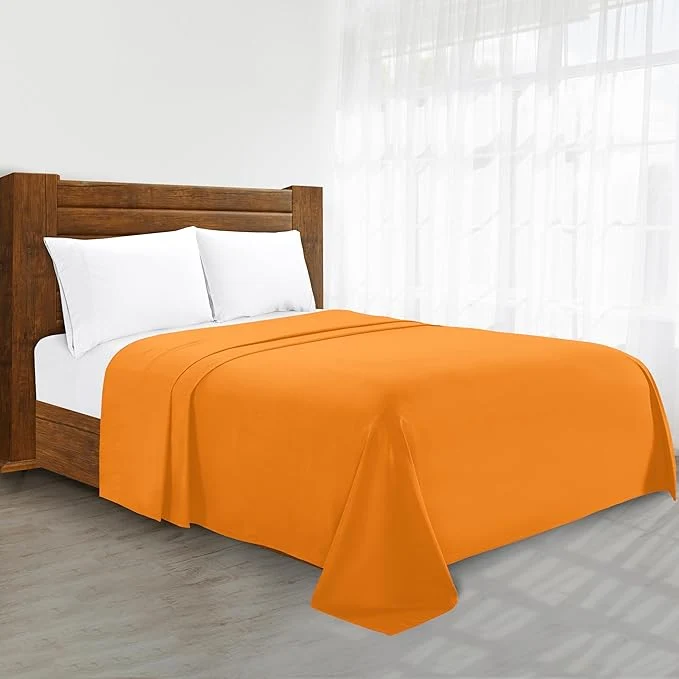 Eco-Friendly Luxury Flat Sheet on Amazon Elegant Comfort Wrinkle- 1500 Premier Hotel Quality 1-Piece Flat Sheet California King Size Vibrant Orange Environmentally Friendly