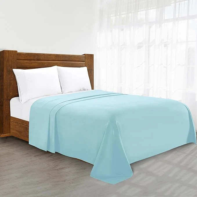 Fast Luxury Flat Sheet on Amazon Elegant Comfort Wrinkle- 1500 Premier Hotel Quality 1-Piece Flat Sheet King Size Aqua Consistent