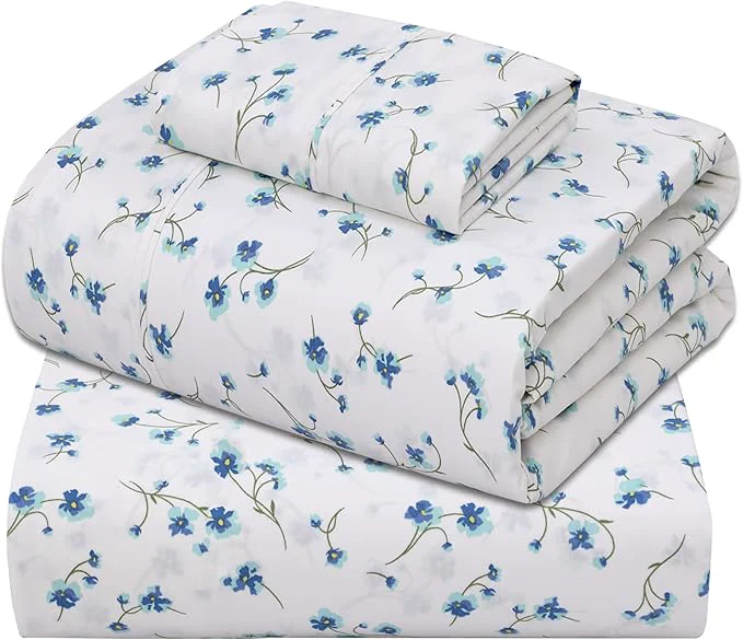 Contemporary ZOYER Cotton Sheets – Twin Size Percale Bedding Cooling amp Breathable Durable with a Crisp Soft amp Comfortable Feel 16 quot Deep Pocket 3-Piece Set La Laa Flower Fashionable
