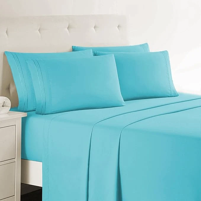 User-Friendly Clara Clark Cal King Sheets 6 Piece Set – Hotel Luxury Sheets for Cal King Size Bed Super Soft Bedding Set Cal King Size Beach Blue Quality